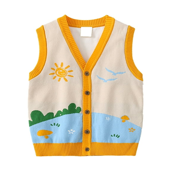 Baby Sweater Vest Knitted Children Soft Neck Sleveeless Knitted Vest for 3-4 Years