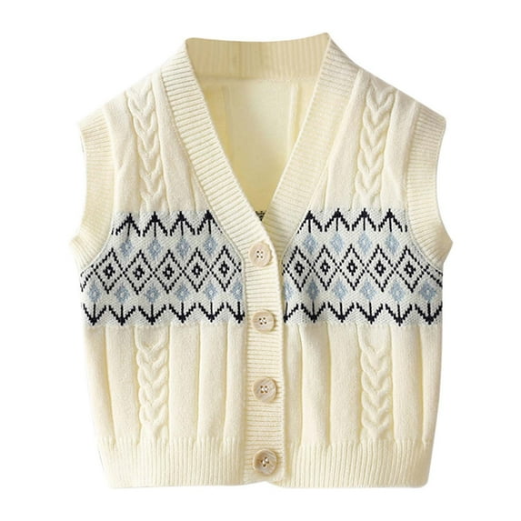 Baby Sweater Vest Knitted Soft V Neck Sleveeless Vest