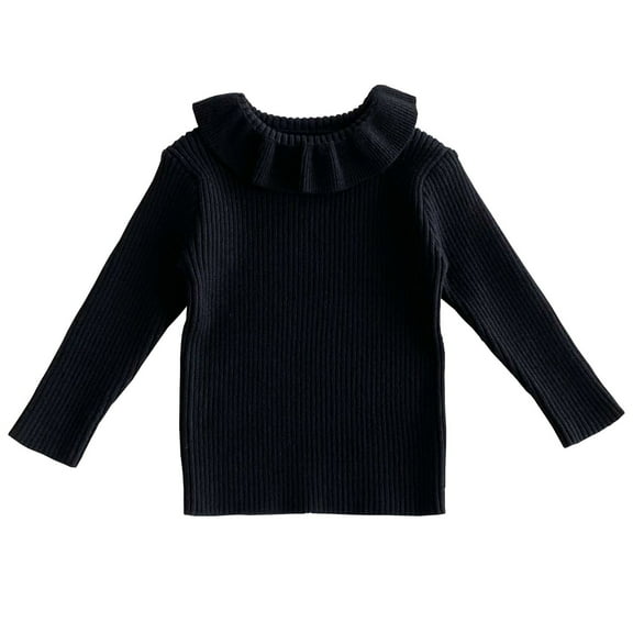 Baby Sweaters 0-3 Months Children's Long Sleeves Lapel Knitted Sweater Bottoming Shirt New Kids Cardigan Sweater Knit Pullover Tops Black 130