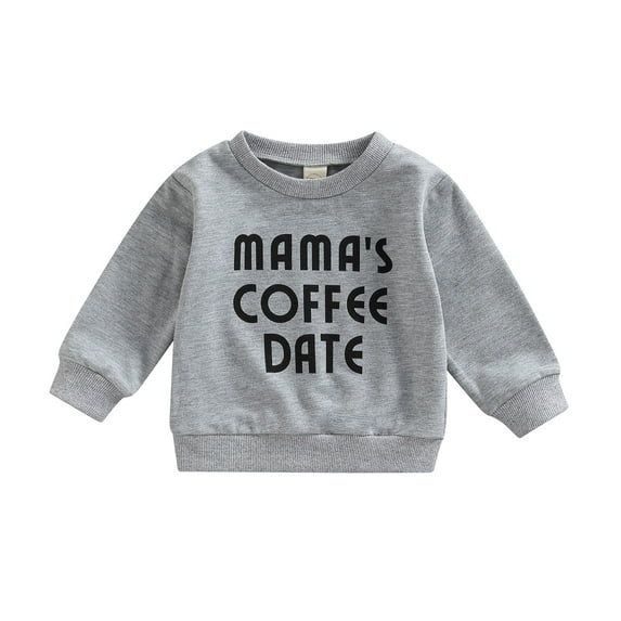 Baby Sweatshirt 3 6 12 18 24M Letter Print Design Long Sleeve Round Neck Cute Breathable Pullover Tops