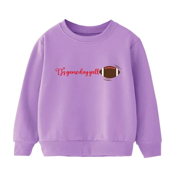 Baby Sweatshirt Boys Girls Winter Long Sleeve Letter Printing Crewneck Hoodless Tops Kids Clothes Purple 2 Years-3 Years