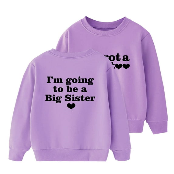 Baby Sweatshirt Boys Girls Winter Long Sleeve Letter Printing Crewneck Hoodless Tops Kids Clothes Purple 5 Years-6 Years