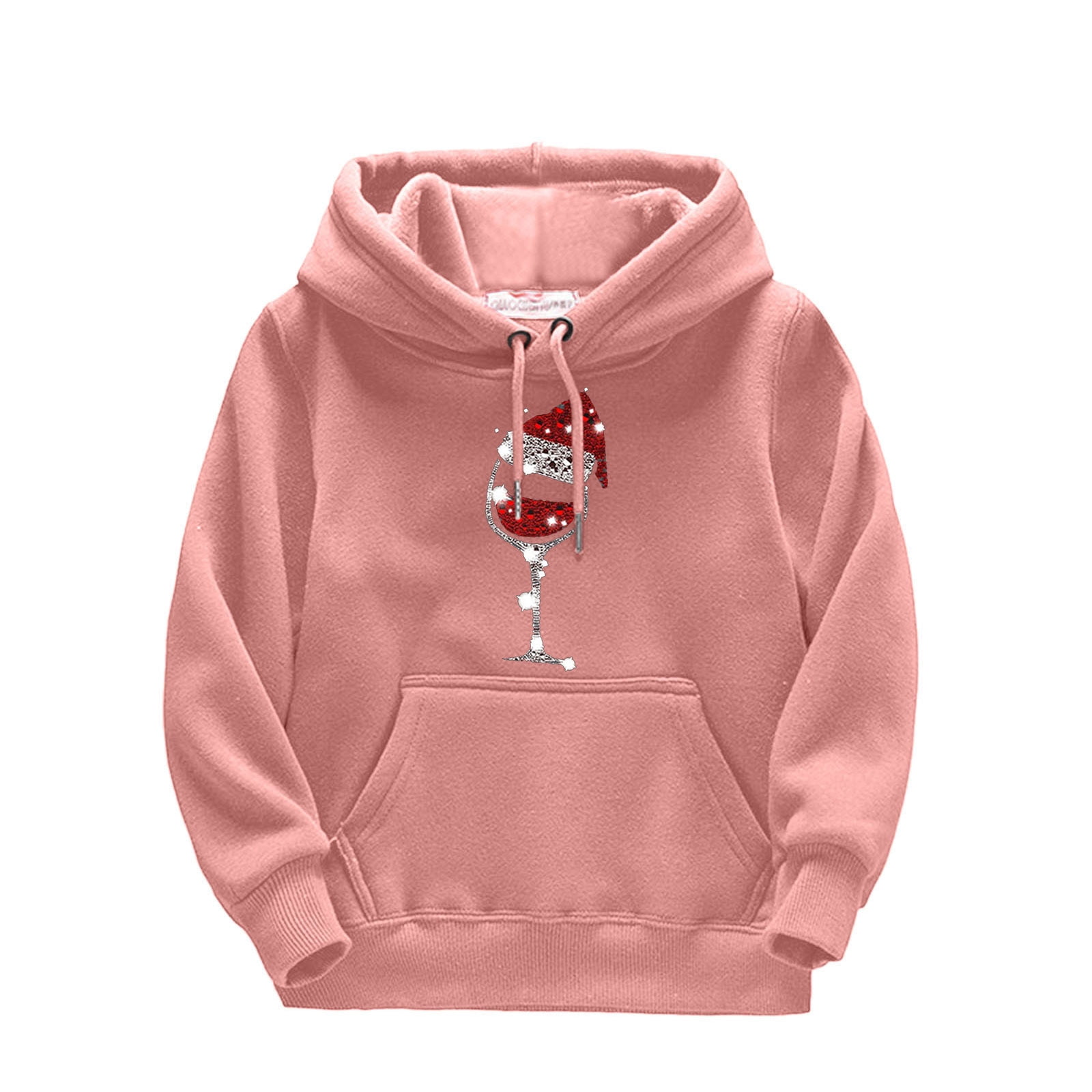 Baby Sweatshirt Kids Christmas Loose Long Sleeve Glass Prints Drawstring Hooded Hoody with Pocket Hoodies for Teen Girls Pink 6 Years 8 Years Walmart