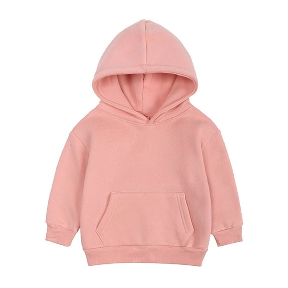 Baby Sweatshirt Kids Solid Color Plus Warm Hooded Pullover Tops Coat Girls Hoodies Pink 160