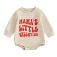 thumbnail image 1 of Baby Sweatshirt Romper 3 6 12 18M Long Sleeve Round Neck Letter Print Bodysuit Valentine’s Day Playsuit, 1 of 10