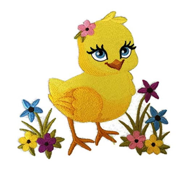 Baby Sweet Spring Chick Embroidered Iron on/Sew Patch [6.81" x 6.92"]