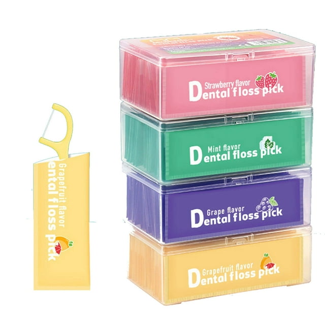 Baby Sweetie 30 Count Individually Wrapped Dental Floss Picks - 4 Kinds of Fruit Flavor - Oral Care Flossers for Adults Kid