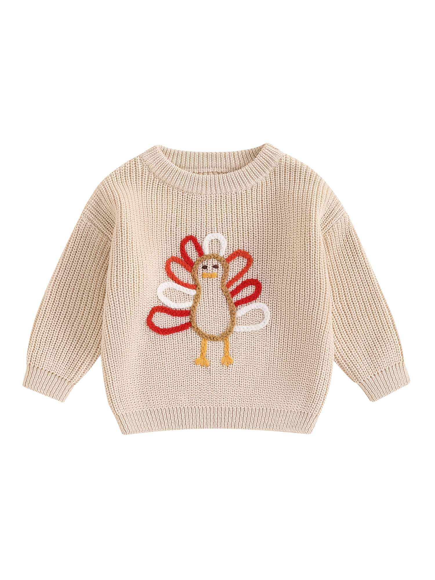 Baby Sweetie Baby Boy Girl Thanksgiving Sweater Turkey Embroidery Long