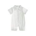 thumbnail image 1 of Baby Sweetie Baby Boy Jumpsuit Summer Short Sleeve Lapel Collar Stripes Print Button Down Romper Newborn Playsuit, 1 of 7