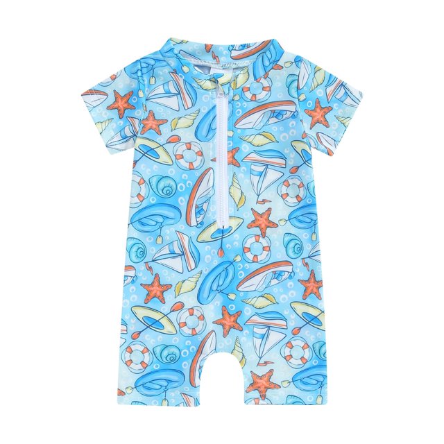 Baby Sweetie Baby Boy Swimsuit Rash Guard Cute Sailboat Print Swimwear