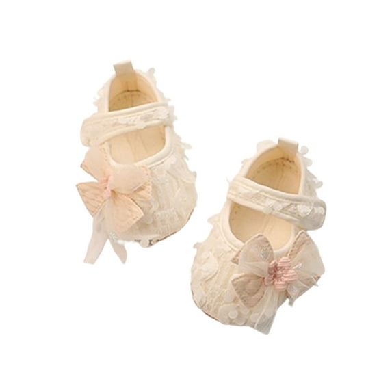 Baby Sweetie Baby Girls Mary Jane Bow Flats Shoes Petal Walker Crib Shoes Princess Wedding Dress Shoes