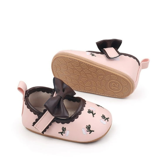 Baby Sweetie Baby Girls Mary Jane Flats Cute Floral Embroidery Princess Wedding Dress Non-Slip Newborn Crib Shoes