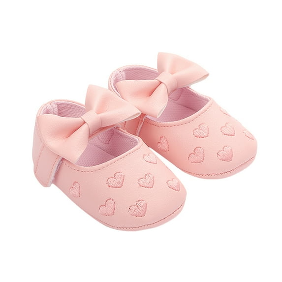 Baby Sweetie Baby Girls Mary Jane Flats Heart Bow Soft Sole PU Leather Flats Shoes First Walkers Non-Slip Princess Shoes