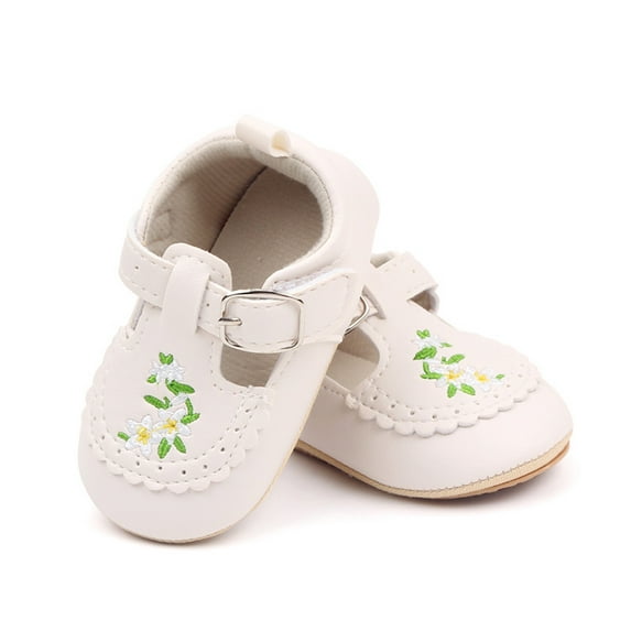 Baby Sweetie Baby Girls Princess Shoes, Soft PU Leather Embroidery Flower Non-slip First Walker Shoes Toddler Shoes