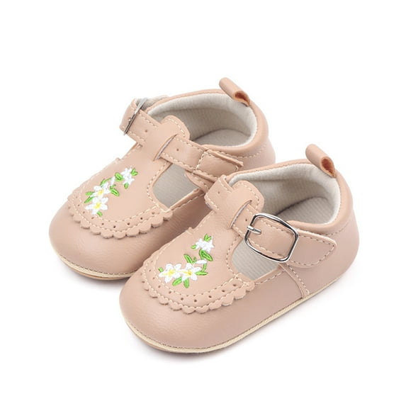 Baby Sweetie Baby Girls Princess Shoes, Soft PU Leather Embroidery Flower Non-slip First Walker Shoes Toddler Shoes
