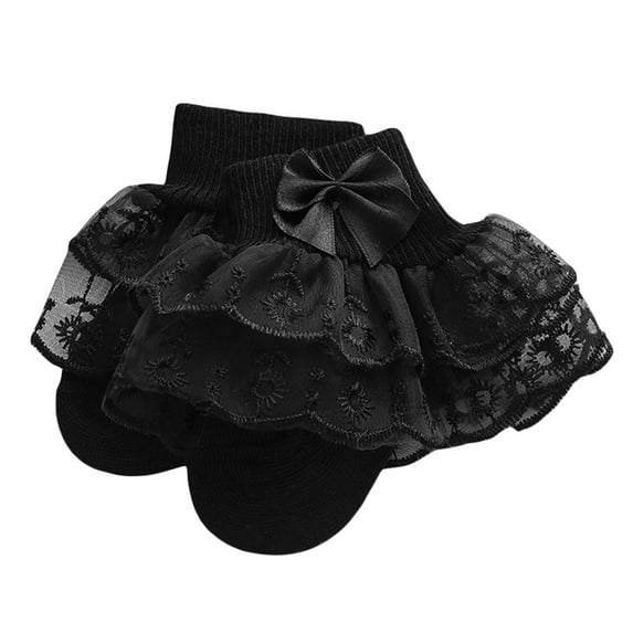Baby Sweetie Baby Girls Ruffle Lace Socks, Super Soft Infant Ankle Socks Princess Dress Socks with Bow