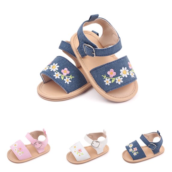 Baby Sweetie Infant Baby Girl Summer Casual Floral Sandals Anti-slip Soft Sole Toddler Prewalker First Walking Shoes