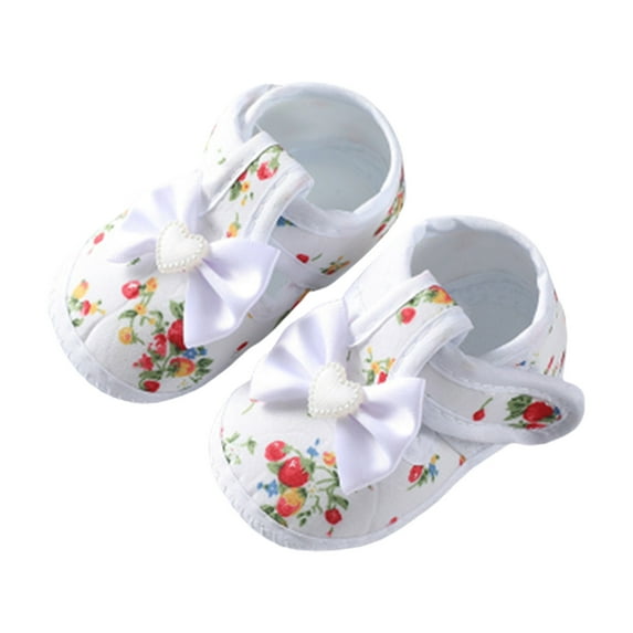 Baby Sweetie Infant Baby Girls Flat Shoes, Soft Sole Bowknot Flower Print Non-slip Toddler First Walkers Shoes