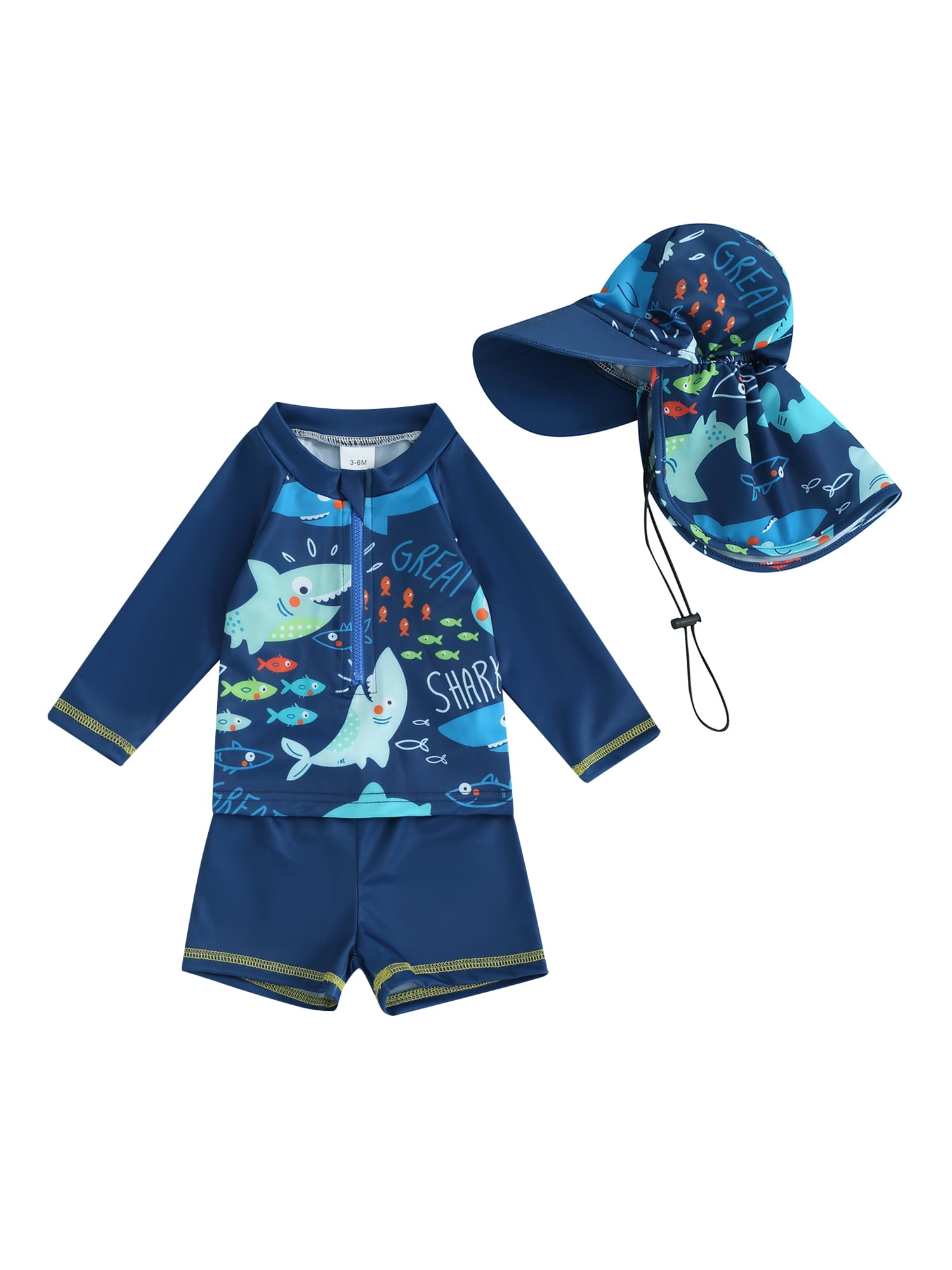 Baby Sweetie Infant Boy 3Pcs Rash Guard Swimsuits Cute Fish Print Long ...