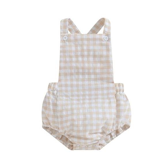 Baby Sweetie Infant Girls Summer Casual Romper Sleeveless Plaid Pattern Print Overalls Summer Clothes