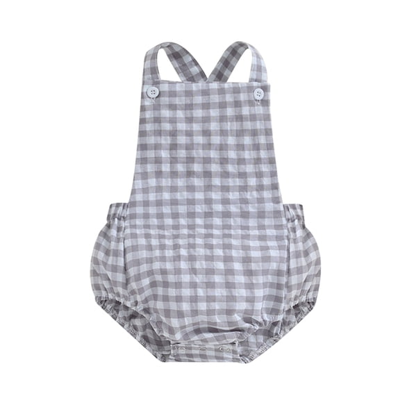 Baby Sweetie Infant Girls Summer Casual Romper Sleeveless Plaid Pattern Print Overalls Summer Clothes