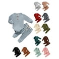 thumbnail image 1 of Baby Sweetie Newborn Baby Boy Girl Clothes Ribbed Long Sleeve Romper with Elastic Waist Long Pants Fall Winter Outfits, 1 of 8