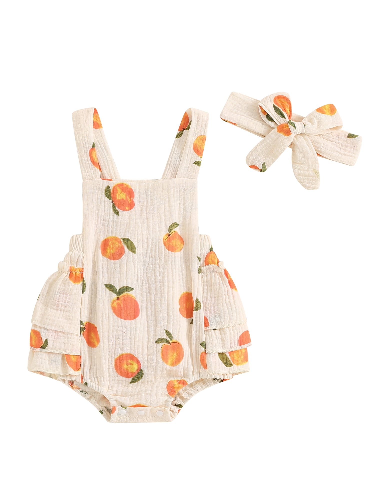 Babyhug 100% Cotton Half Sleeves Jumpsuit Floral Print - Peach