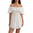 thumbnail image 1 of Baby Sweetie Women Boho Summer Mini Dress Elegant Short Puff Sleeve Off-shoulder Tunic Casual A Line Party Dress, 1 of 8