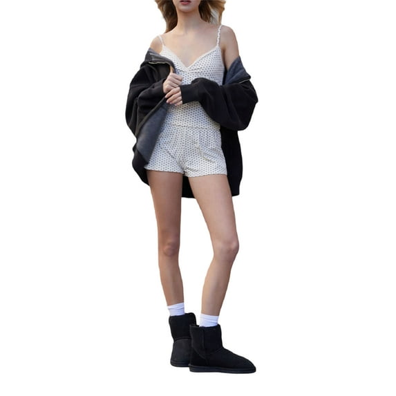 Baby Sweetie Women Soft 2 Piece Lounge Set Sleeveless Heart Print Cami Tops and Shorts Set Sleepwear