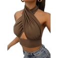 thumbnail image 1 of Baby Sweetie Women Summer Tank Tops, Cross Halter Neck Backless Close-Fitting Crop Tops for Street Party, 1 of 7