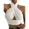 thumbnail image 1 of Baby Sweetie Women Summer Tank Tops, Cross Halter Neck Backless Close-Fitting Crop Tops for Street Party, 1 of 7