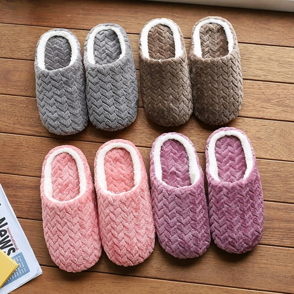 Baby Sweetie Women's Plush Winter Indoor Slippers Comfortable Simple House Shoes Warm Anti-Slip Home Bedroom Shoes