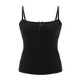 thumbnail image 1 of Baby Sweetie Women's Slim Fit Cami Tops Mini Satin Bowknot Front Spaghetti Strap Vest Side Slit Tank Tops Streetwear, 1 of 8