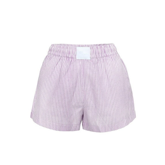 Baby Sweetie Women's Striped Shorts Elastic High Waisted Straight Leg Summer Shorts Streetwear