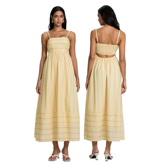 Baby Sweetie Women's Stripes Long Dress Sleeveless Spaghetti Strap Stripes Flowy Dress Midi Slip Dress