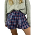 thumbnail image 1 of Baby Sweetie Women's Summer Casual Plaid Shorts Elastic Band Wide Leg Beach Streetwear Shorts, 1 of 8