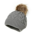 thumbnail image 1 of Baby Swim Hats 6-12 Months Girls Hat Toddler Winter Skiing Hat For Baby Girl Boy Knitted Warm Skiing Caps Pompom Kids Hat 0 24 Months, 1 of 2