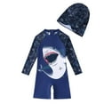 thumbnail image 1 of Baby Swimsuit Boy Boys' Swimwear1 Piece Zipper Bathing Suit Toddler Sun Rash Guard Short Sleeve Dinosaur Surfing Suit Upf 50+ Toddler Swimsuit Dark Blue 5 Years-6 Years, 1 of 7