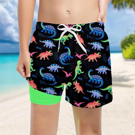 Baby Swimsuit Boy Kids Boys Cartoon Gradient Dinosaur Print Swim Trunks Boys Bathing Suit Multicolour 5-6 Years
