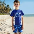 thumbnail image 1 of Baby Swimsuit Boy Kids Toddler Boys Quick Dry Swimwear Set Sun Protection Swim Shirt and Trunks with Cartoon Shark Print Kids Swimsuits Blue 7 Years-8 Years, 1 of 7