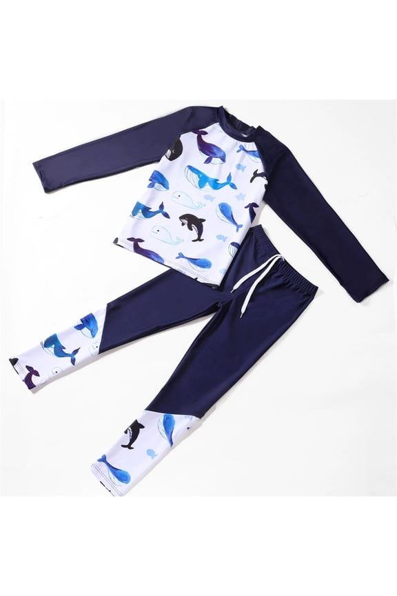 Baby Swimsuit Boys Long Sleeve Upf 50+ Two Piece Rash Guard for Surfing Baby Boy Bathing Suit White2 3-4 Years