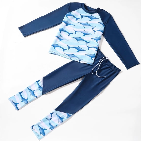 Baby Swimsuit Boys Long Sleeve Upf 50+ Two Piece Rash Guard for Surfing Bathing Suits for Girls Sky Blue1 5-6 Years