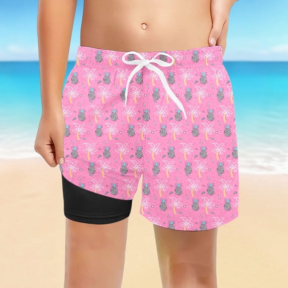 Baby Swimsuit Boys Upf 50 Print Swim Trunks Comfortable Stretch Bathing Suits for Girls Pink 7-8 Years