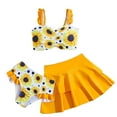 thumbnail image 1 of Baby Swimsuit Girl Bikini Set With Ruffles Summer Beach Pool Water Play Adjustable Straps Soft Girls Bathing Suits Yellow 5 Years-6 Years, 1 of 6