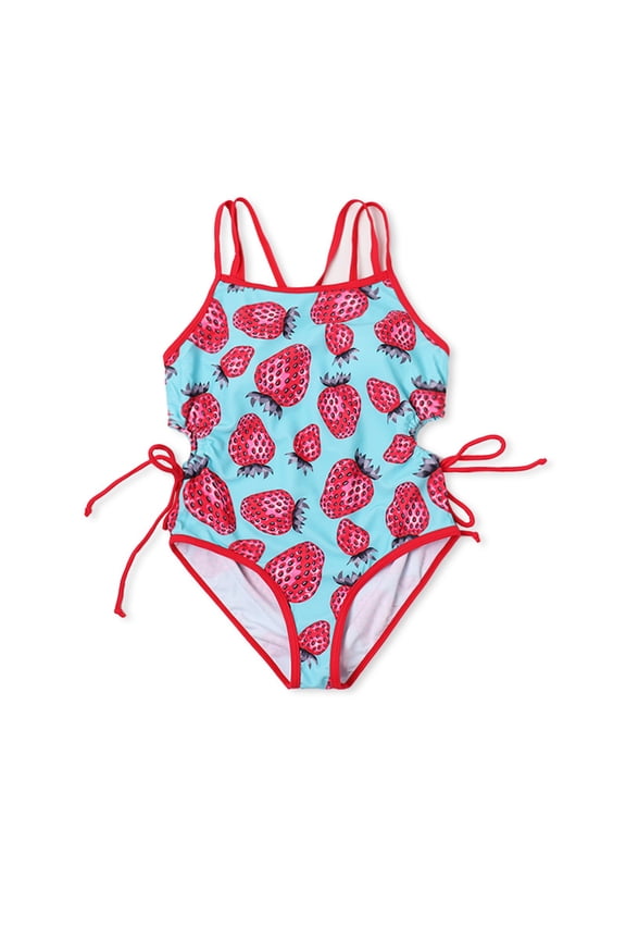 Baby Swimsuit Girl Strawberries Prints Swimming 1Pc Kids Bathing Suit Cute Fashion Kids' Swimwear Red 3-4 Years