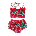 thumbnail image 1 of Baby Swimsuit Girl Summer Bowknot Watermelon Pineapple Printed Ruffles 2 Piece Swimsuit Bikini Baby Bathing Suit Girl Red 6 Months-12 Months, 1 of 7