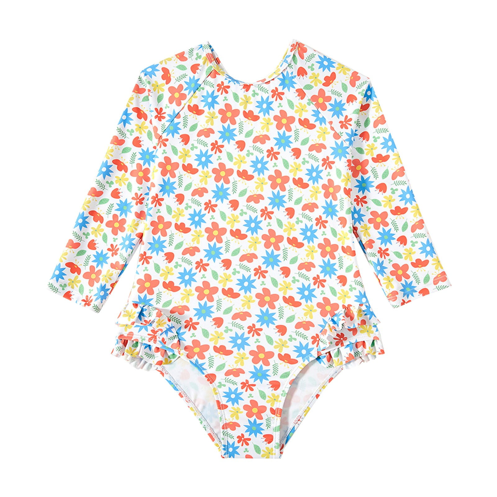 Baby Swimsuit Girl Summer Long Sleeve Floral Print Onesie Bathing Suit ...