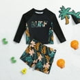 thumbnail image 1 of Baby Swimsuit Boys Long Sleeve Striped Two Piece Rash Guard Baby Boy Bathing Suit Black 18-24 Months, 1 of 6