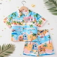 thumbnail image 1 of Baby Swimsuit Kids Boys Short Sleeve Beach Shirt and Swim Trunks Set Boys Bathing Suit Blue 3-4 Years, 1 of 7