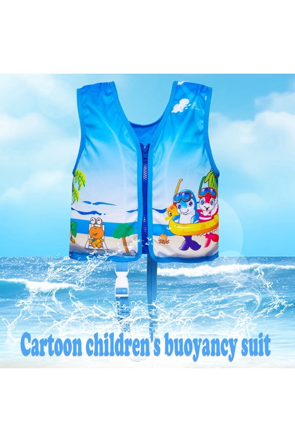 Baby Swimsuit Kids Buoyancy Swim Vest for Outdoor Water Play Baby Bathing Suit Girl Blue One Size